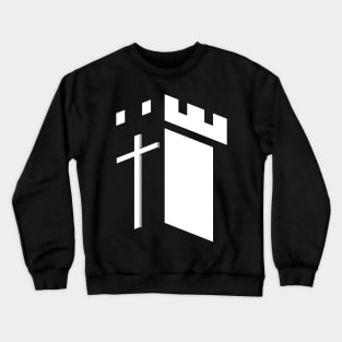 The cross of Jesus Christ against the backdrop of the fortress Crewneck Sweatshirt